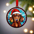 Dachshund Red in Santa Hat Suncatcher Decoration